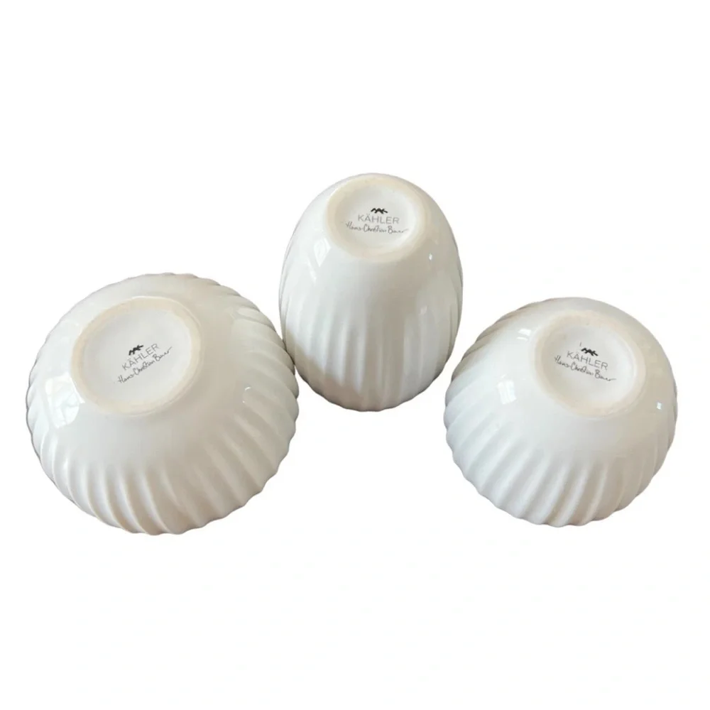 Kahler Hammershoi White Porcelain Vases Set Of 3 Hans-Christian Bauer